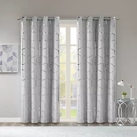 Intelligent Design Khloe Geometric Metallic Grommet Top Energy Saving 100% Blackout Set of 2 Curtain Panel