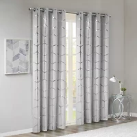Intelligent Design Khloe Geometric Metallic Grommet Top Energy Saving 100% Blackout Set of 2 Curtain Panel