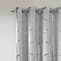 Intelligent Design Khloe Geometric Metallic Grommet Top Energy Saving 100% Blackout Set of 2 Curtain Panel