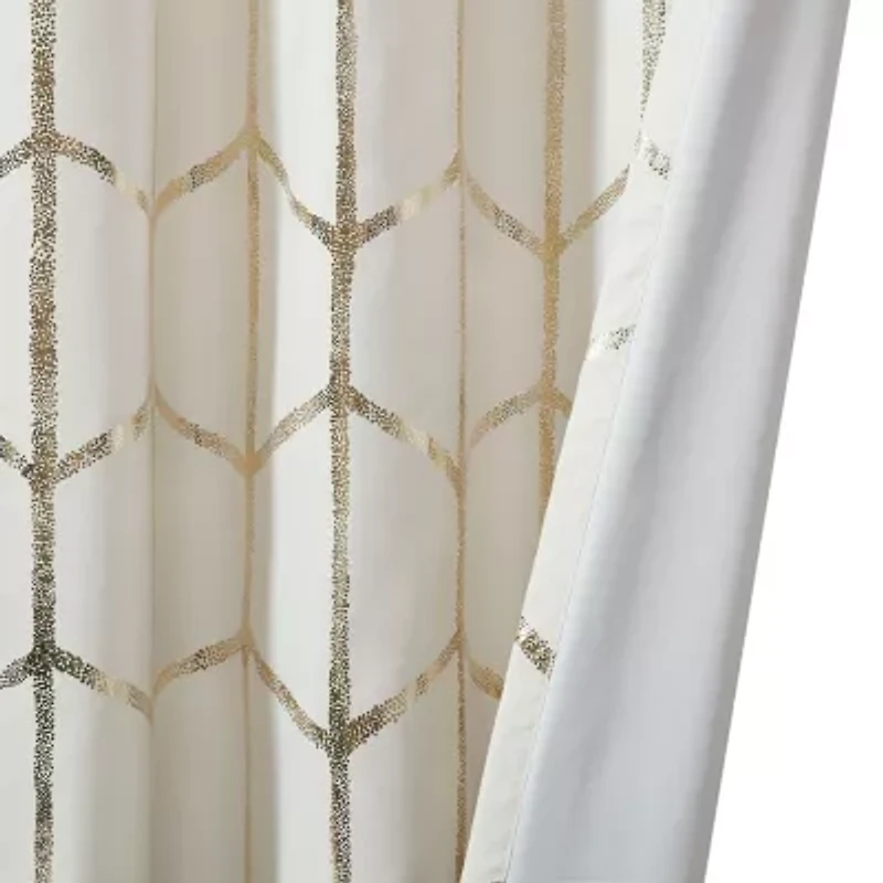 Intelligent Design Khloe Geometric Metallic Grommet Top Energy Saving 100% Blackout Set of 2 Curtain Panel