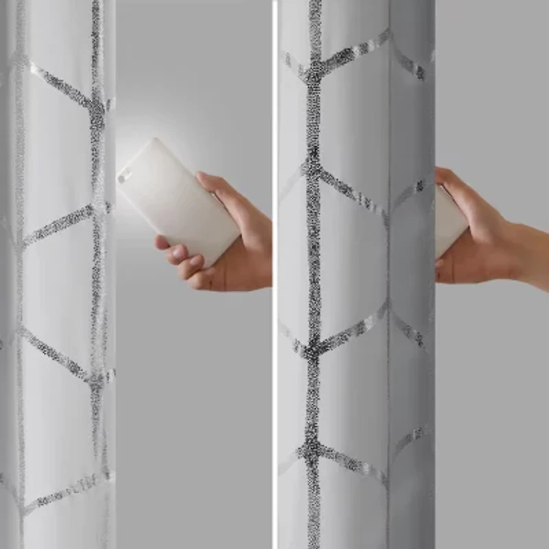 Intelligent Design Khloe Geometric Metallic Grommet Top Energy Saving 100% Blackout Set of 2 Curtain Panel