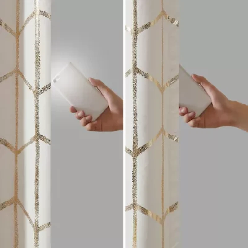 Intelligent Design Khloe Geometric Metallic Grommet Top Energy Saving 100% Blackout Set of 2 Curtain Panel