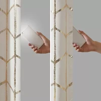 Intelligent Design Khloe Geometric Metallic Grommet Top Energy Saving 100% Blackout Set of 2 Curtain Panel