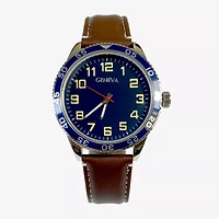 Geneva Geneva Mens Brown Strap Watch Mac5152jc
