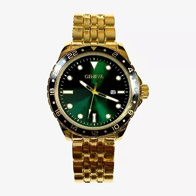 Geneva Geneva Mens Gold Tone Bracelet Watch Mac8148jc