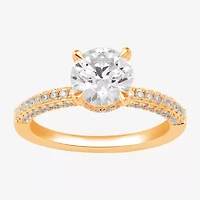 (H-I / SI1-SI2) Womens 2 CT. T.W. White Diamond 10K or 14K Gold Round Side Stone Engagement Ring