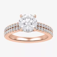 H-I / SI1-SI2) Womens / CT. T.W. Lab Grown White Diamond 10K or 14K Gold Round Side Stone Engagement Ring