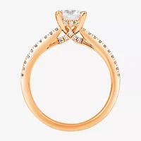 (H-I / SI1-SI2) Womens 1 1/2 CT. T.W. White Diamond 10K or 14K Gold Round Side Stone Engagement Ring