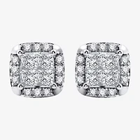 (H-I / Si2-I1) 1 CT. T.W. Lab Grown White Diamond 10K White Gold 8.9mm Stud Earrings