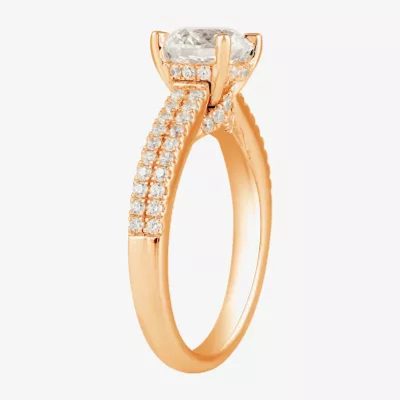 H-I / SI1-SI2) Womens CT. T.W. Lab Grown White Diamond 10K or 14K Gold Round Side Stone Engagement Ring