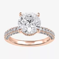 (H-I / SI1-SI2) Womens 4 CT. T.W. Lab Grown White Diamond 10K or 14K Gold Round Side Stone Engagement Ring
