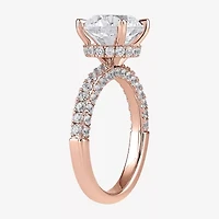 (H-I / SI1-SI2) Womens 4 CT. T.W. Lab Grown White Diamond 10K or 14K Gold Round Side Stone Engagement Ring