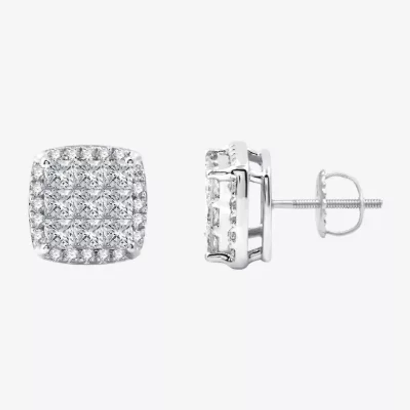(H-I / Si2-I1) 2 CT. T.W. Lab Grown White Diamond 10K White Gold 10.6mm Stud Earrings