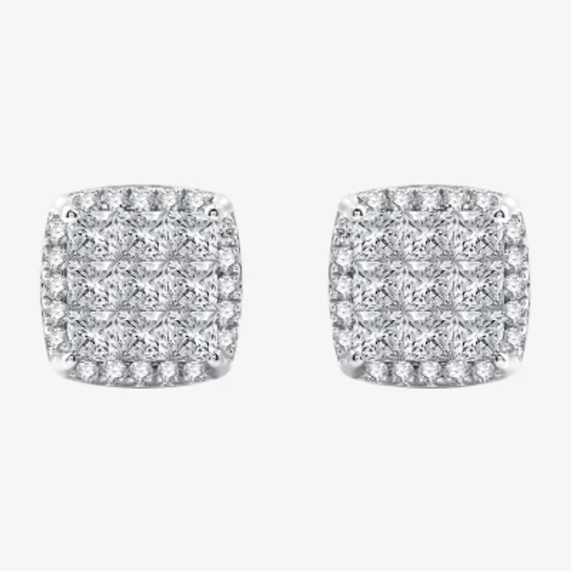 (H-I / Si2-I1) 2 CT. T.W. Lab Grown White Diamond 10K White Gold 10.6mm Stud Earrings