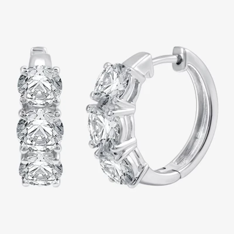 (H-I / Si2-I1) Womens 5 CT. T.W. Lab Grown White Diamond 14K White Gold 18.9mm Hoop Earrings