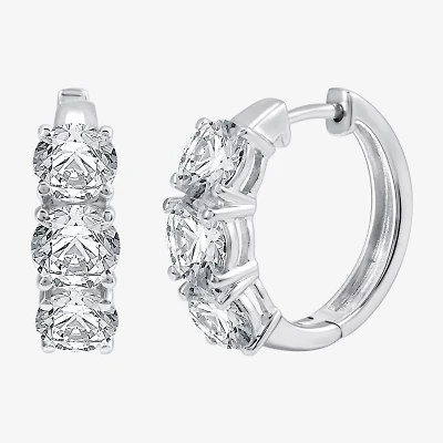 (H-I / Si2-I1) Womens 5 CT. T.W. Lab Grown White Diamond 14K White Gold 18.9mm Hoop Earrings