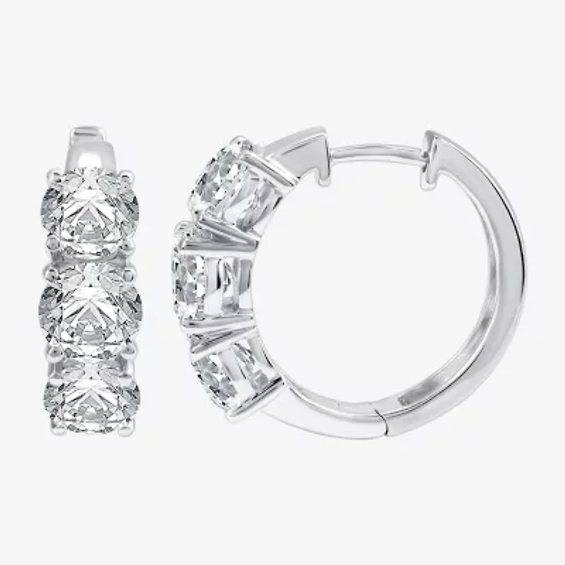 (H-I / Si2-I1) Womens 5 CT. T.W. Lab Grown White Diamond 14K White Gold 18.9mm Hoop Earrings