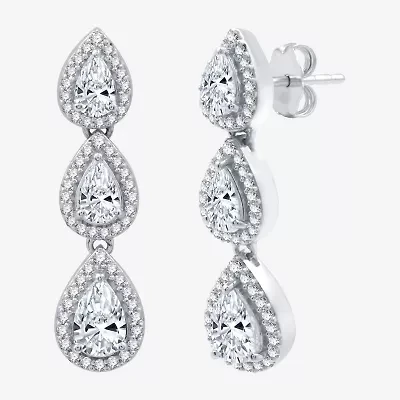 (G-H / Si2-I1) Womens 2 CT. T.W. Lab Grown White Diamond 10K White Gold Pear Drop Earrings