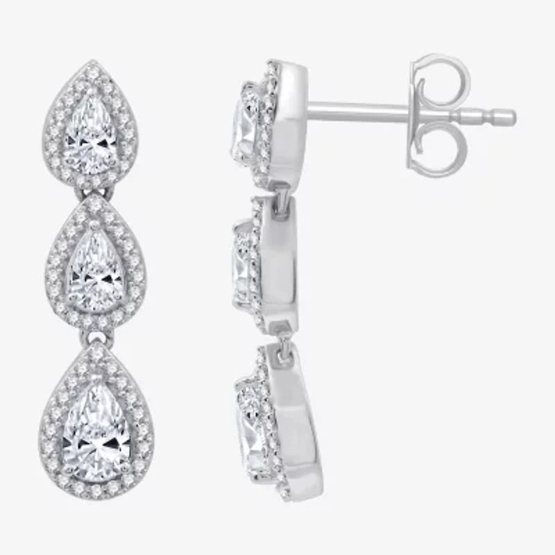 G-H / Si2-I1) Womens CT. T.W. Lab Grown White Diamond 10K White Gold Pear Drop Earrings