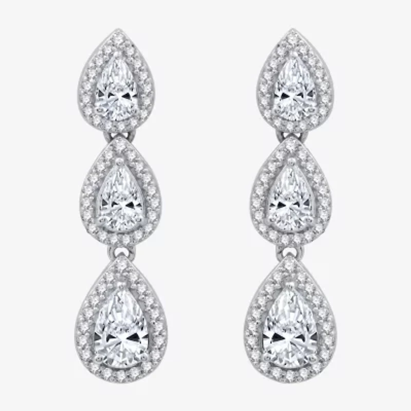 G-H / Si2-I1) Womens CT. T.W. Lab Grown White Diamond 10K White Gold Pear Drop Earrings