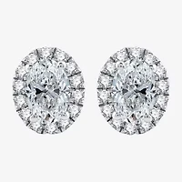 Ever Star (H-I / Si2-I1) 1 CT. T.W. Lab Grown White Diamond 10K White Gold Oval Stud Earrings