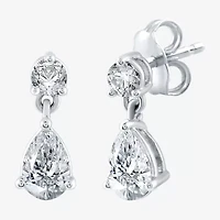 Ever Star (H-I / Si2-I1) Womens 1 CT. T.W. Lab Grown White Diamond 10K White Gold Pear Drop Earrings