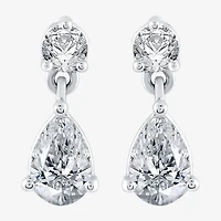 Ever Star (H-I / Si2-I1) Womens 1 CT. T.W. Lab Grown White Diamond 10K White Gold Pear Drop Earrings