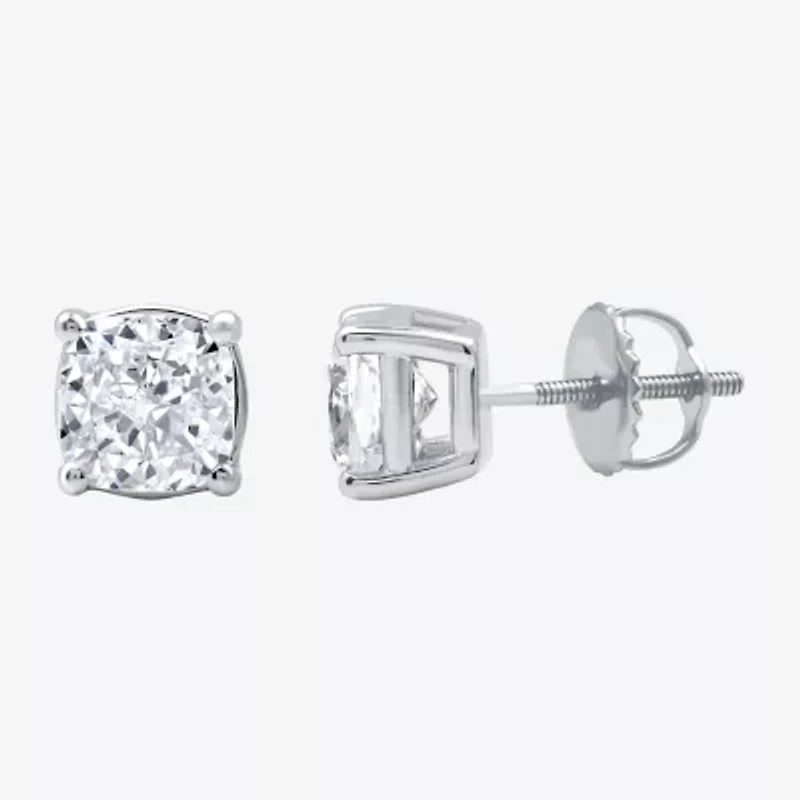 Ever Star (G / Vs2) 2 CT. T.W. Lab Grown White Diamond 14K White Gold Cushion Stud Earrings