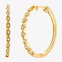 Womens 1/10 CT. T.W. Lab Grown White Diamond 14K Gold Over Silver Sterling Silver 22mm Hoop Earrings