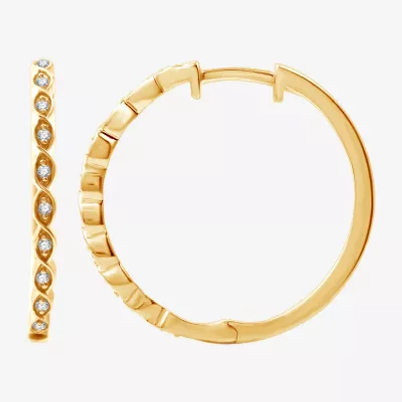 Womens 1/10 CT. T.W. Lab Grown White Diamond 14K Gold Over Silver Sterling Silver 22mm Hoop Earrings