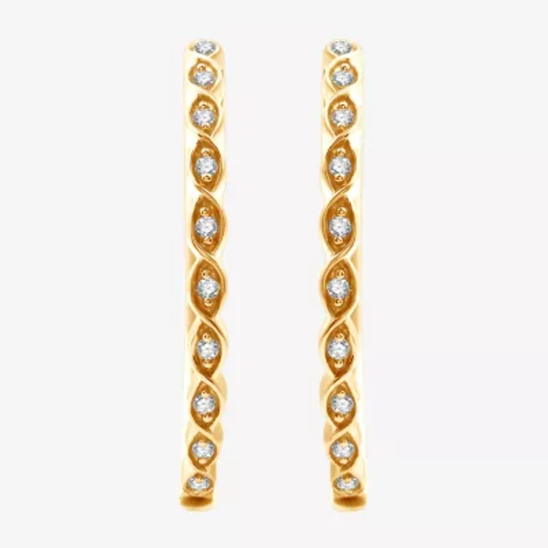 Womens 1/10 CT. T.W. Lab Grown White Diamond 14K Gold Over Silver Sterling Silver 22mm Hoop Earrings