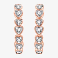Womens 1/10 CT. T.W. Lab Grown White Diamond 14K Rose Gold Over Silver Sterling Silver 15.5mm Heart Hoop Earrings