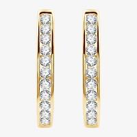 Womens 2 CT. T.W. Lab Grown White Diamond 14K Gold Over Silver Sterling Silver 27mm Hoop Earrings