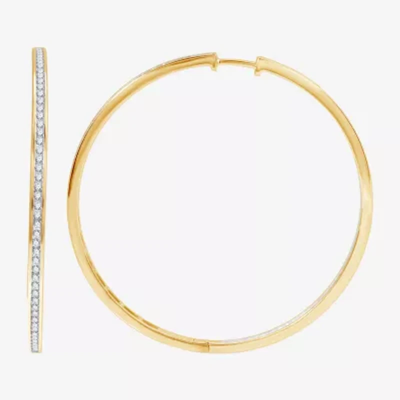 Womens 2 CT. T.W. Lab Grown White Diamond Sterling Silver 51.3mm Hoop Earrings