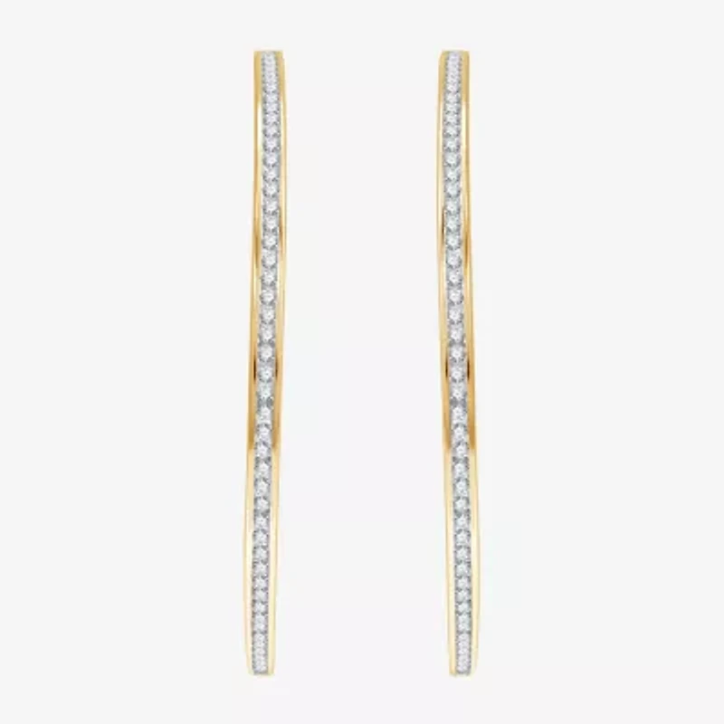 Womens 2 CT. T.W. Lab Grown White Diamond Sterling Silver 51.3mm Hoop Earrings