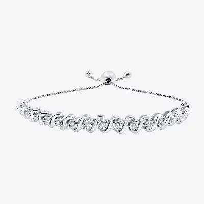 Womens 1/4 CT. T.W. Lab Grown White Diamond Sterling Silver Bolo Bracelet