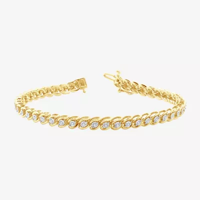 Womens 1/4 CT. T.W. Lab Grown White Diamond 14K Gold Over Silver Sterling 7.5 Inch Tennis Bracelet