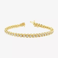 Womens 1/4 CT. T.W. Lab Grown White Diamond 14K Gold Over Silver Sterling 7.5 Inch Tennis Bracelet