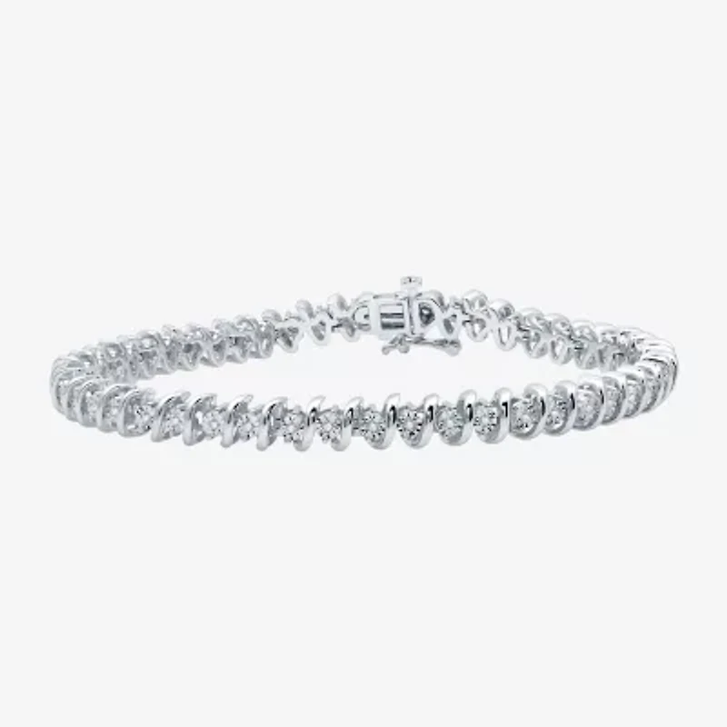 Womens 1 1/ CT. T.W. Lab Grown White Diamond Sterling Silver 7.5 Inch Tennis Bracelet