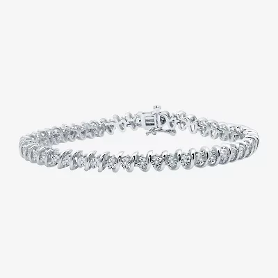Womens 1/ CT. T.W. Lab Grown White Diamond Sterling Silver 7.5 Inch Tennis Bracelet