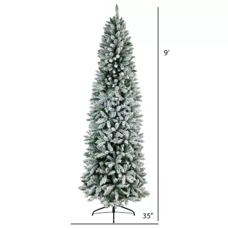 Nearly Natural Slim Faux Flocked Fir Christmas Tree