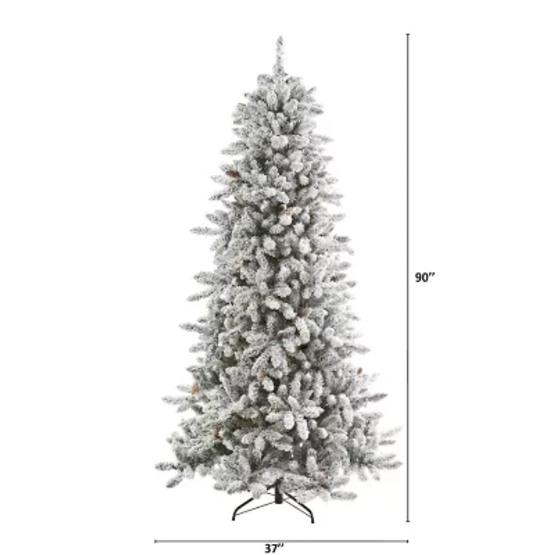 Nearly Natural Livingston Faux Flocked Fir Christmas Tree