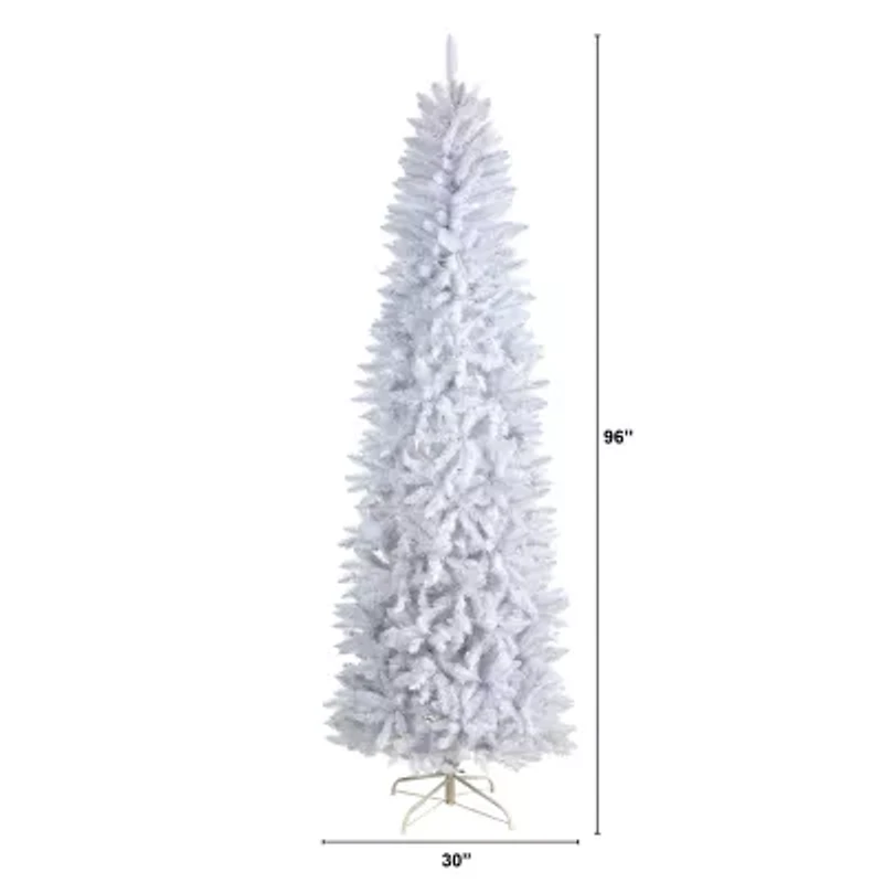 Nearly Natural Slim White Faux Fir Christmas Tree
