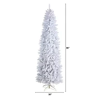 Nearly Natural Slim White Faux Fir Christmas Tree
