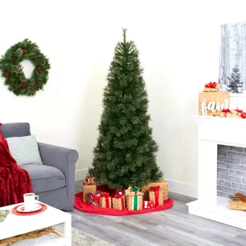 Nearly Natural Cashmere Slim Faux 6 1/2 Foot Pine Christmas Tree