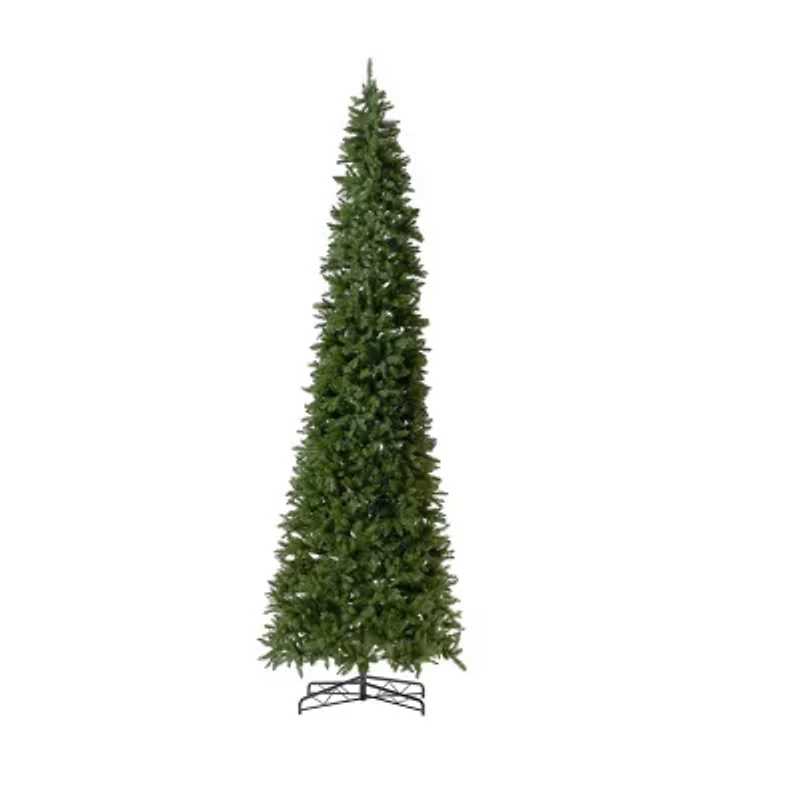 Nearly Natural Faux Slim 12 Foot Pre-Lit Pine Christmas Tree