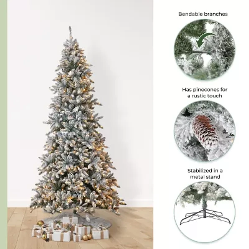 Nearly Natural Faux Pre-Lit Flocked Fir Christmas Tree