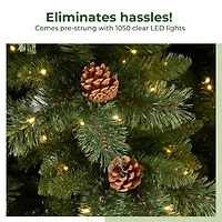 Nearly Natural Faux 11 Foot Pre-Lit Pine Christmas Tree