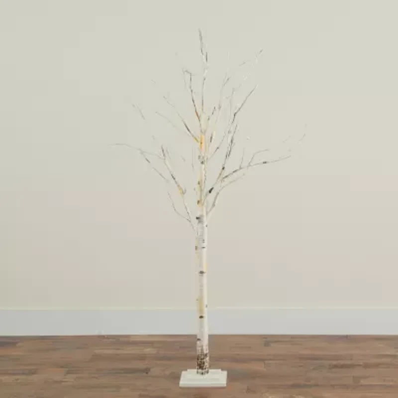 Nearly Natural Faux Pre-Lit Birch Christmas Tree