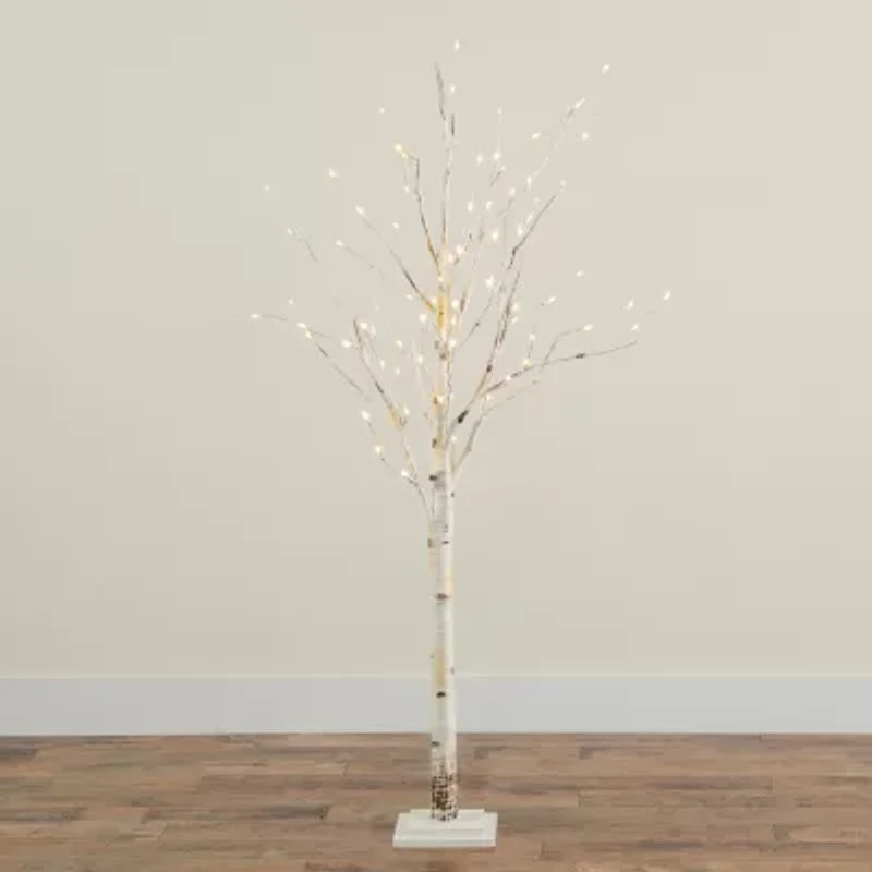 Nearly Natural Faux Pre-Lit Birch Christmas Tree